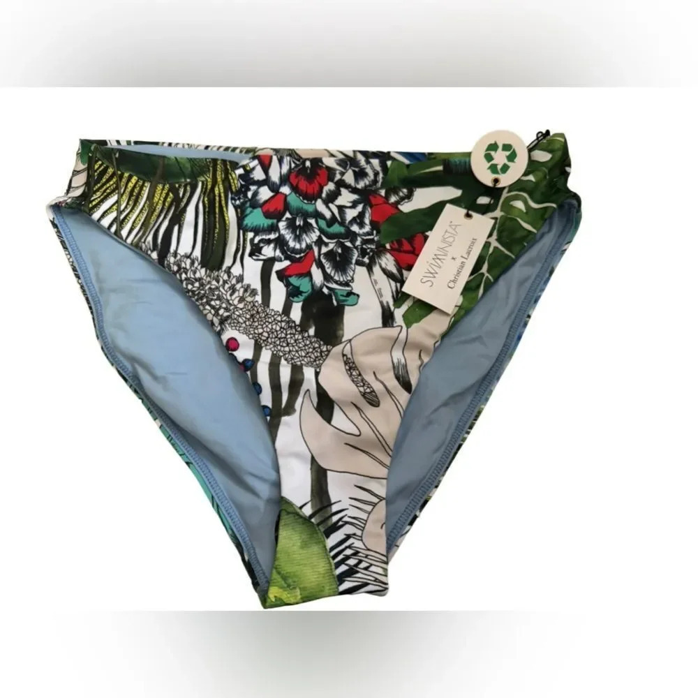 NWT Fabulous Bottom Swiminista Christian Lacroix Jardin Exotic Print Med